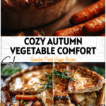 Golden crusted Spring Vegetable Pie with roasted root vegetables resembling an Autumn Pot Pie.